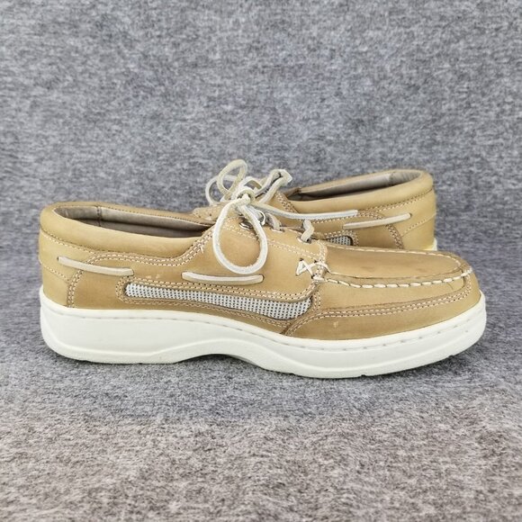 ✅Bert Pulitzer Men's 7.5 Tan Leather Sneakers Sail-Boat Deck-Hand Work Shoes - Picture 9 of 11